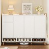 55" Contemporary Shoe Cabinet with Adjustable Shelves & Drawer, Entryway Storage Sideboard for Living Room-3irtyhousy - 2 of 4