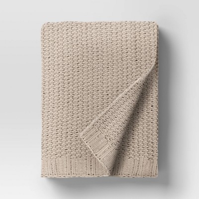 50"x60" Chenille Knit Throw Neutral/Khaki - Threshold™