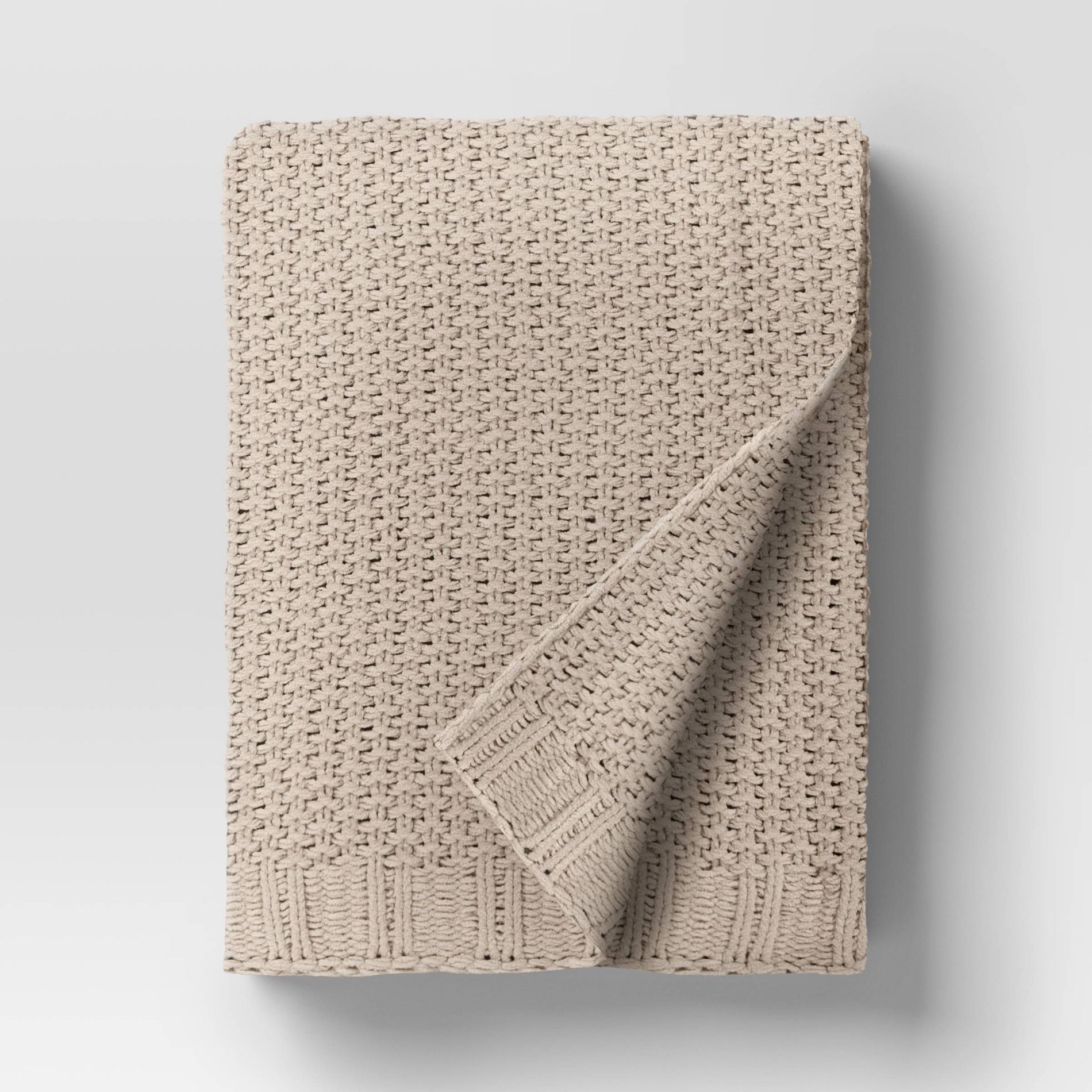 50"x60" Chenille Knit Throw Blanket Neutral/Khaki - Threshold™