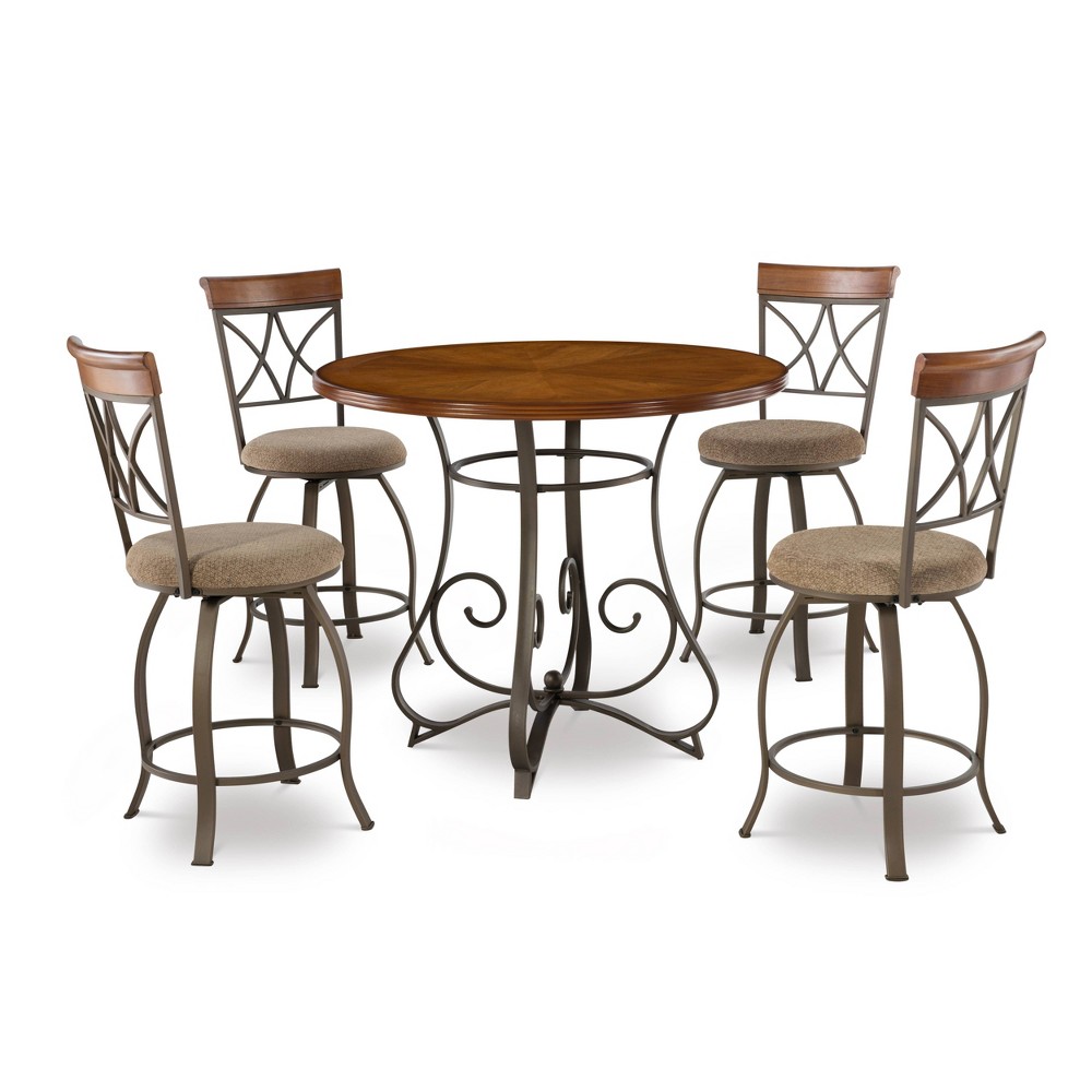 Photos - Dining Table 5pc Carter Upholstered Swivel Chairs and Table Counter Dining Set - Powell