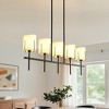 PAKOKULA Modern 5-Light Black Linear Island Chandelier with white Fabric Shades - 2 of 4