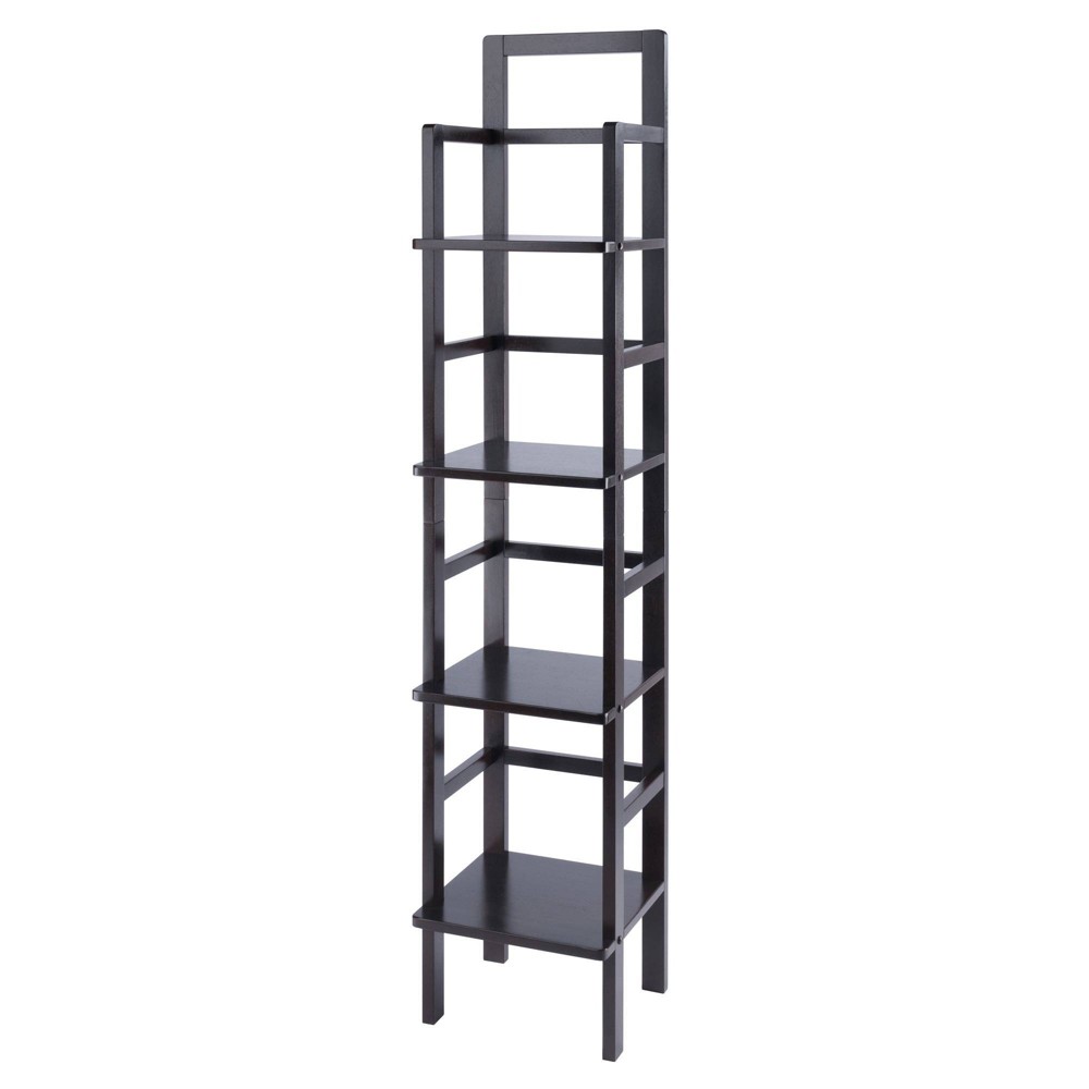 Aiden Narrow Bakers Rack Coffee - Winsome Wood: 4-Tier Storage, Lacquered Wood Finish, Fixed Shelves