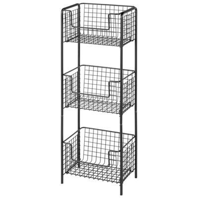 Mdesign Steel Freestanding 3-tier Storage Organizer Tower With Baskets ...