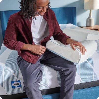 White Contour Memory Foam Pillow with Cooling Cover