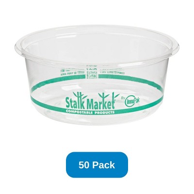 StalkMarket 12 oz Round Deli Container Clear Stalk Market Compostable PLA - Pack of 50