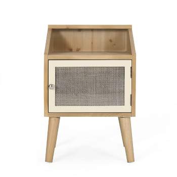 Merlack Contemporary End Table with Hutch Natural/White - Christopher Knight Home
