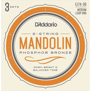 D'Addario EJ74-3D Phosphor Bronze Medium Mandolin Strings, 11-40 (3 Pack) - 1 of 2