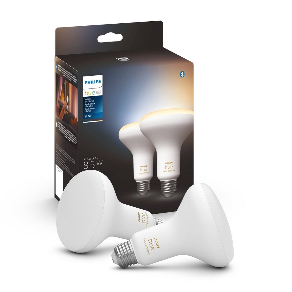 Photos - Light Bulb Philips Hue 2pk BR30 Warm-To-Cool LED Smart Bluetooth Lights and Bridge Co 
