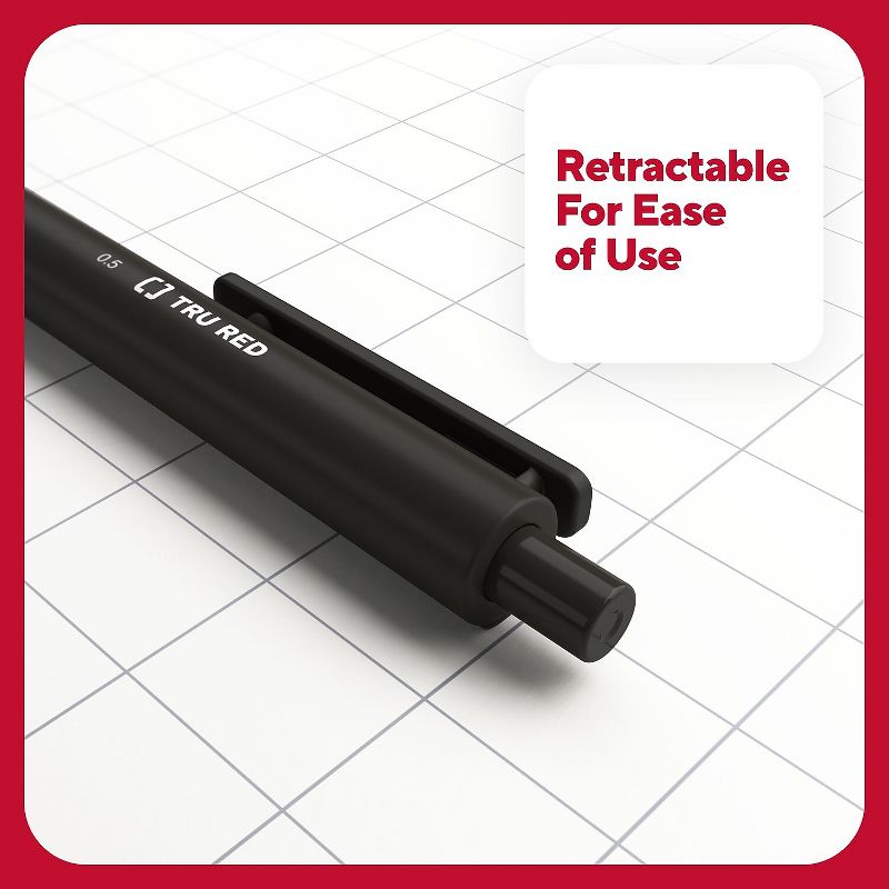 TRU RED Retractable Quick Dry Gel Pens Fine Point 0.5mm Blk TR54486, 4 of 10