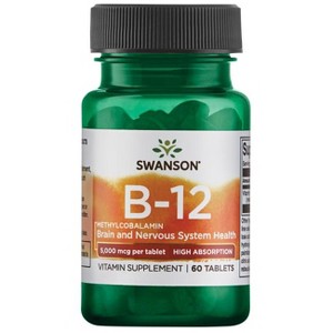Swanson Vitamin B-12 Methylcobalamin - High Absorption 5,000 mcg Tablet 60ct. - 1 of 2