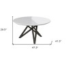HomeRoots 47" White and Gray Wood and Stainless Steel Cross Leg Base Round Top Dining Table - 3 of 4