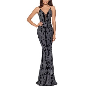 Betsy & Adam Womens Glitter Maxi Gown Fit & Flare Dress - 1 of 1