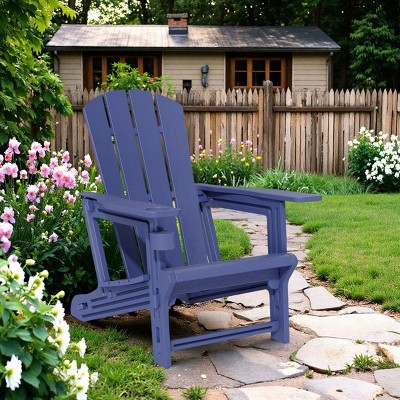 FURNIinspire Patio Accent Chairs Outdoor Folding Chairs Adirondack Chair, Portable Chair With Handles For Backyard, Navy Blue, 31.4"*29.6"*36.4"