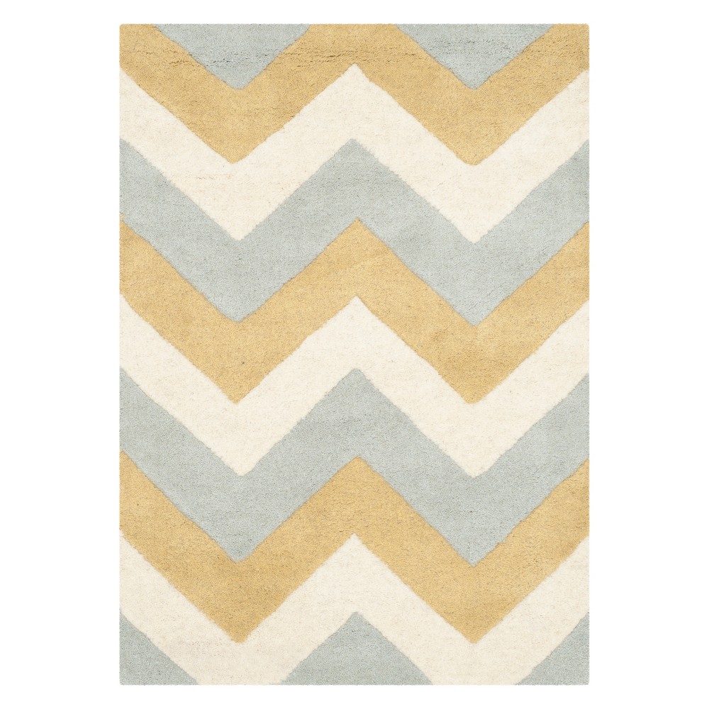 Gray/Gold Classic Tufted Accent Rug