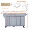 Gulches Versatile Kitchen Island Cart with Rubber Wood Countertop, Grey - 3 of 4