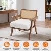 coucheta Mid Century Modern Accent Chair with Sturdy Wood Legs, Rattan Backrest & Thick Linen Cushion, Armchair for Bedroom Balcony Apartment - 4 of 4