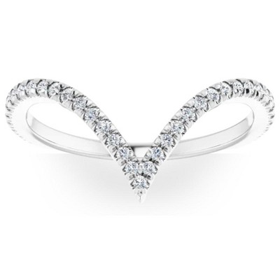 Pompeii3 1/4Ct Diamond V Shape Ring Contour Stackable Band in White, Yellow, or Rose Gold