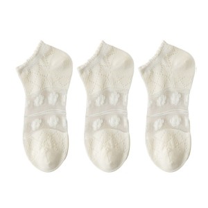 Anna-Kaci Women's 3-Pack Sheer Lace Ice Silk Ankle Socks with Floral Knit Design Lightweight Breathable Style - 1 of 4
