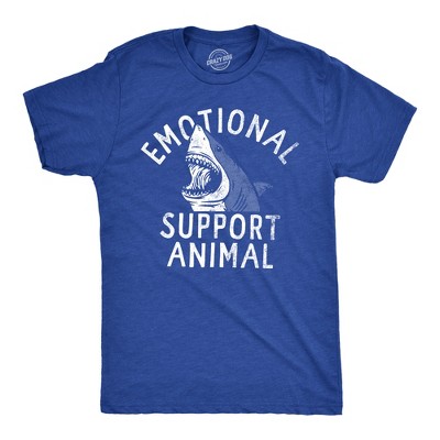Mens Emotional Support Animal T Shirt Funny Scary Shark Attack Joke Tee For Guys - Crazy Dog Men's T Shirt
