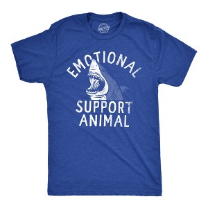 Mens Emotional Support Animal T Shirt Funny Scary Shark Attack Joke Tee For Guys - Crazy Dog Men's T Shirt - 1 of 4