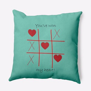 16"x16" Valentine's Day You've Won My Heart Square Throw Pillow Spring Green - e by design - 1 of 4