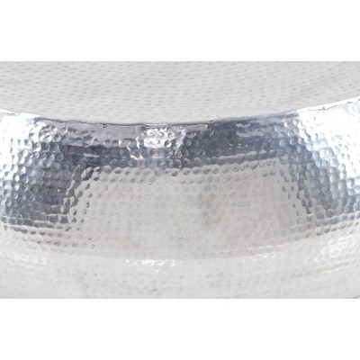 Elegant Hammered Silver Aluminum Round Coffee Table - 49"