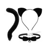 Joyfy 3 Pcs Black Cat Halloween Costume Accessory Set, Ears Headband with Choker, Bow Tie, Tail for Adults and Kids Halloween Animal Cat Costume - 2 of 4