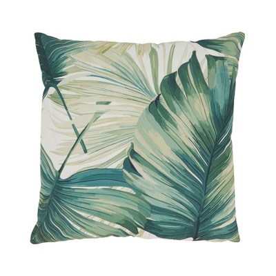 Saro Lifestyle Monstera Paradise Outdoor Poly Filled Throw Pillow, 18"x18", Green