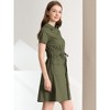 INSPIRE CHIC Women's Point Collar Front Elastic Waist Drawstring Mini Shirt Dress with Pocket - 4 of 4