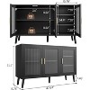 Sideboard Buffet Cabinet, 48" Kitchen Sideboard Cabinet with 3 Fluted Glass Doors Removable Shelves, Black Decorative Cabinet for Kitchen - 2 of 4