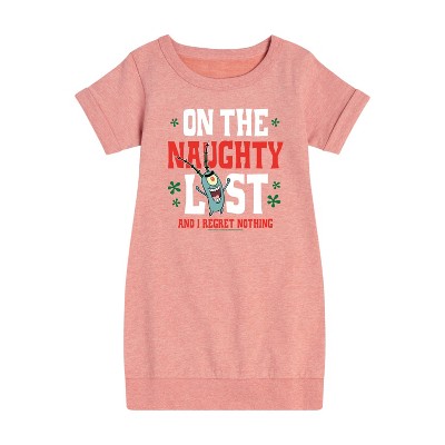 - SpongeBob SquarePants - Plankton Naughty List Graphic Short Sleeve Fleece Dress