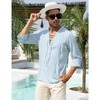 WhizMax Men's Cotton Linen Henley Shirt Lace Up Long Sleeve V Neck Casual Beach Hippie Shirts - 3 of 4