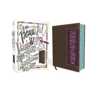 Niv, Beautiful Word Coloring Bible and 8-Pencil Gift Set, Leathersoft, Brown - by  Zondervan (Leather Bound) - 1 of 1