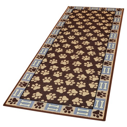 Collections Etc Dog Paw Print Skid-resistant Floor Runner Mat 22