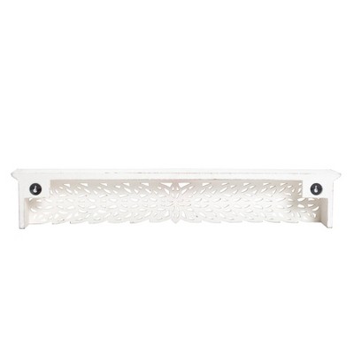 Gaudin 30" White Hand Carved Floating Shelf
