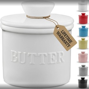 French Butter Crock with Lid, Butter Keeper Dish to Keep Butter Spreadable and Fresh on Counter, Ideal Kitchen Gift - 1 of 4