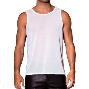 INSPIRE CHIC Men's Sleeveless Crew Neck Party Mesh Sheer Tank Top - 1 of 4
