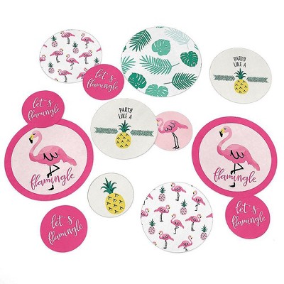 Big Dot of Happiness Pink Flamingo - Party Like a Pineapple Party Giant Circle Confetti - Tropical Summer Party Decorations - Large Confetti 27 Count