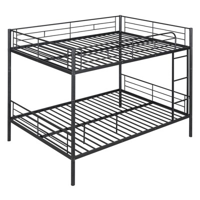 NicBex Metal Bunk Bed with Ladder,Low Loft Bed with Full-Length Guardrails,Silver/White/Black