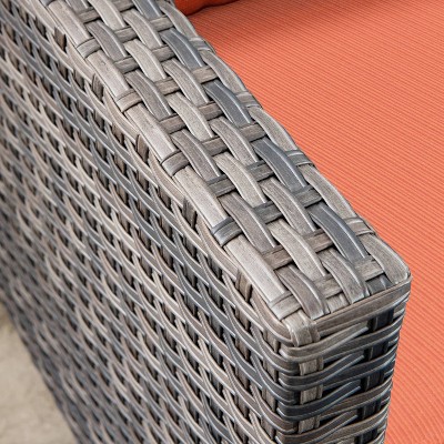 Gray Rattan 7-Person Outdoor Patio Set with Fire Pit