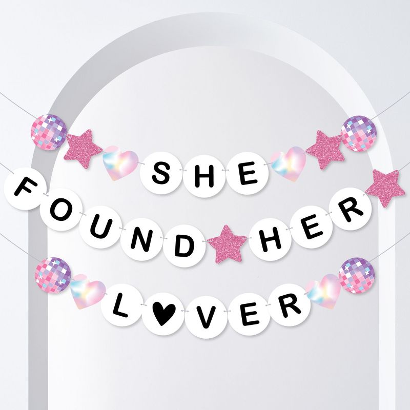 Big Dot of Happiness She Found Her Lover Banner, Eras Bachelorette Party Decorations, Large Bridal Shower Friendship Bracelet Banners, 28 Pieces, 1 of 6