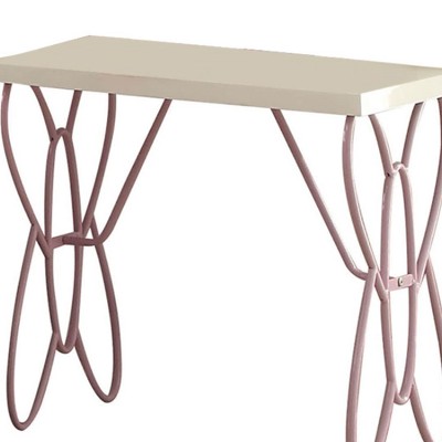 White and Light Purple Metal Butterfly Nightstand