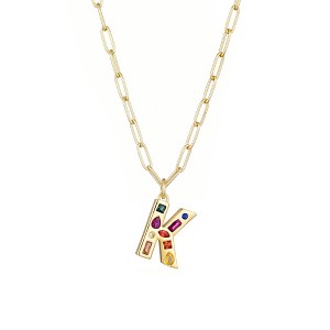 Adornia 14k Gold Plated Funky Initial Paperclip Chain Necklace - 1 of 3