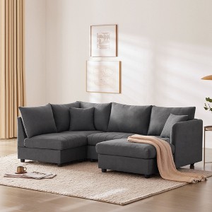 NicBex Sectional Sofa with Ottoman & 2 Pillows 5 Seat L Shaped Modular Sofa for Living Room & Apartment - 1 of 4