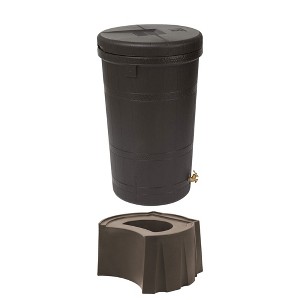 Good Ideas Aspen ECO 50 Gallon Outdoor Rain Barrel Water Storage Collector & Good Ideas Rain Wizard Universal Rain Barrel Stand, Adds Room for Buckets - 1 of 4