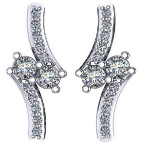 Pompeii3 5/8Ct Forever Us 2 Stone Diamond Studs Women's Earrings 14K White Gold 3/4" tall - 1 of 2