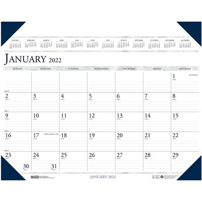 House of Doolittle 2022 19" x 24" Desk Pad Calendar Executive Deep Blue/White 180-22