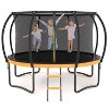 APRILSOUL Black and Orange Outdoor Big Trampoline With Inner Safety Enclosure Net, Ladder, PVC Spring Cover Padding For Kids - 2 of 4