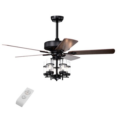 Tangkula 50" Ceiling Fan Light w/ 5 Explosion-Proof Glass Lampshades, Remote Control, Time Function, 3-Speed Adjustment, Noiseless Reversible Motor