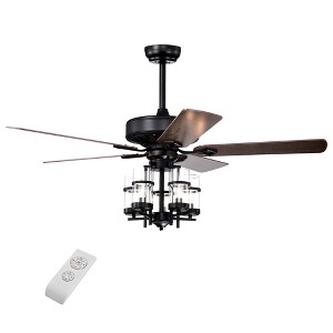 Tangkula 50" Ceiling Fan Light w/ 5 Explosion-Proof Glass Lampshades, Remote Control, Time Function, 3-Speed Adjustment, Noiseless Reversible Motor - 1 of 4